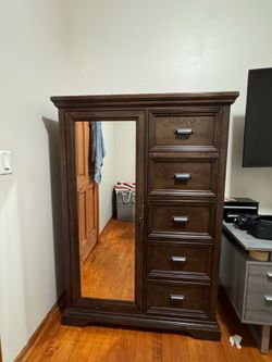 Samson International Wood Dresser with Mirror & Cabinets