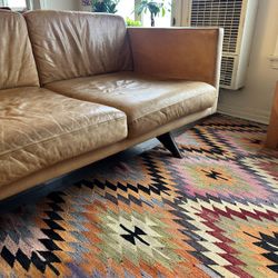 West Elm Leather Couch, New Foam Inserts