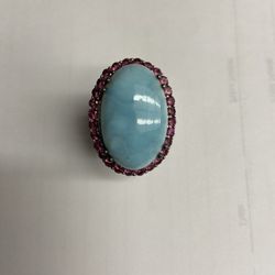 SS  Large Larimar/Garnet Ring