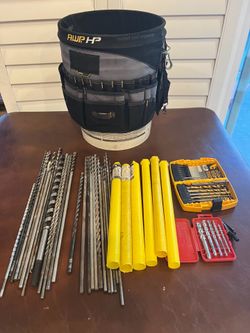 70 pocket tool holder with 5 gallon bucket 25 used drill bits