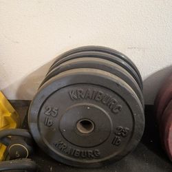 Barbell And Rubber Plates 