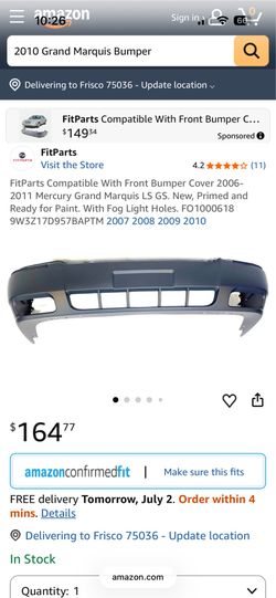 2006 to 2011 Grand Marquis  front Bumper