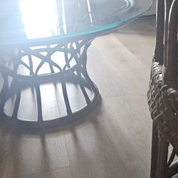 Authentic Calif-Asia Woven Rattan & Glass Table