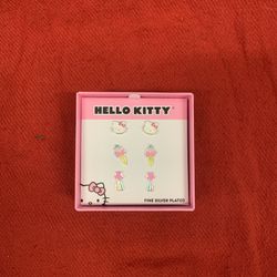 Hello Kitty Silver Plated Stud Earrings Set (3 Pairs)