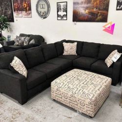 Dark Gray Color Alenya Charcoal Sectional With Chaise | Delivery 