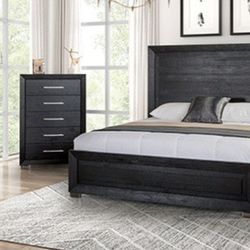 Brand New Black 4pc Queen Bedroom Set (Available In California & Eastern King)