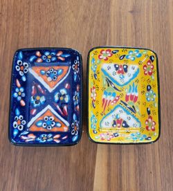 Turkish Aydin El Sanatari Hand Painted Floral Ceramic Dishes