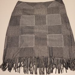 Plaid Skirt With Fringe Size Large