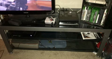 Glass and metal entertainment center