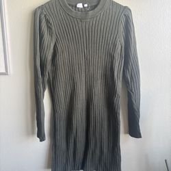 Olive Green Ribbed Dress Size Small
