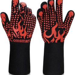 Heat Resistant Gloves,BBQ ,Grilling ,Oven, Frying, Waterproof, & more (Orange)