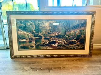 Large Framed Forest Stream Landscape Print