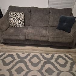 Gray 3-Seat Sofa – Comfy – Includes Decorative Pillows