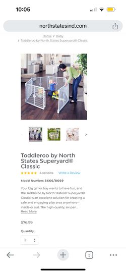 Toddleroo by North States Superyard 6 Panel Baby Play Yard. Playpen or Extra Wide Baby Gate