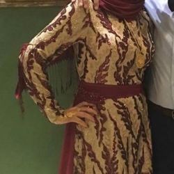 Modest Red And Gold Dress