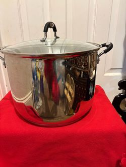 Big Tramotina stainless steel 16 qt  stock pot with clear glass lid
