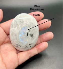 Blue Moonstone Genuine Palm Stone from India 74g