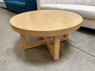 TARGET Natural Finish Round Coffee Table with Crossed Wooden Base