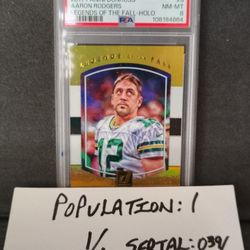 {PSA 8} AARON RODGERS (SHORT PRINT•HOLO) 2017 PANINI DONRUSS NO. 9