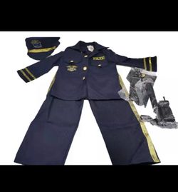 New  Cool Police Officer Costumes Boys Policeman Cop Patrol Uniform for Halloween  Kids Size Fits 7-9Yr Old   Color: Navy Blue and Gold   Included  Pa