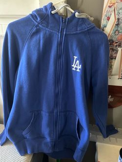 Los Angeles Dodgers Antigua Royal Metallic Victory Full-Zip Hoodie womens size L