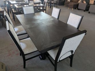 Dark Wood Dining Table with 6 Chairs