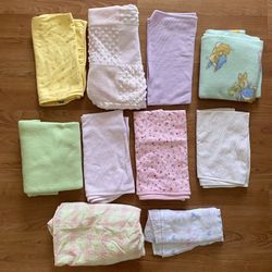 Bundle Of 8 Baby Blankets, 1 Swaddle Blanket And 1 Crib Sheet