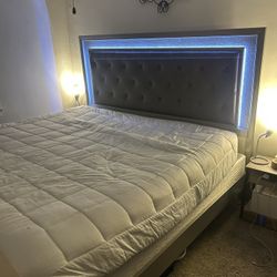 Luxurious Silver LED Headboard and King Size Frame – $233