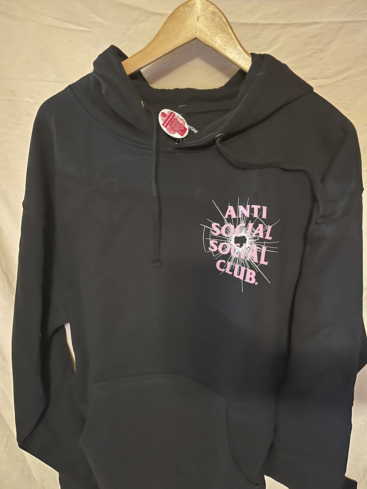 Antisocial, social club, black hoodie size large