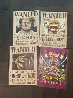 Straw Hat Luffy and the Four Emperors Wanted Posters (12”x16 1/2”)