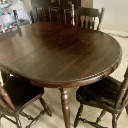 Solid Wood Kitchen Table w/ Matching Hutch