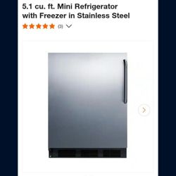 5.1 Cubic Ft  Mini Fridge With Freezer In Stainless Steel
