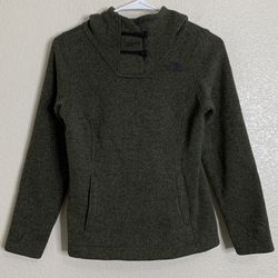 The North Face Girls Size 10-12 Green Heather Fleece Hooded Sweatshirt