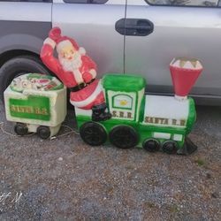 Vintage Santa Train Blow Mold