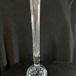 Art Glass Pale Blue Blown Glass Bud Vase With Controlled Bubbles