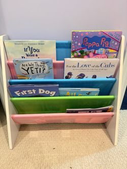 Children Sling Book Rack 4-Tier 28"H Bookshelf