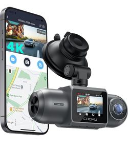 COOAU D3OS 4K Dash Cam with GPS Wi-Fi, Front and Inside Dual 2.5K 1080P, Uber Car Camera with Infrar