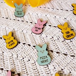 16 piece Wooden Easter Egg Bunny Tokens 