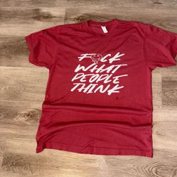 Red “F*ck What People Think” Graphic Streetwear Tee Size L 