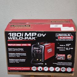 Lincoln Electric 180 Amp Weld-Pak 180i Multi-
Process Stick/MIG/Flux-
Core/TIG, 120V or 230V
Aluminum Welder with Spool
Gun sold separately Brand New 