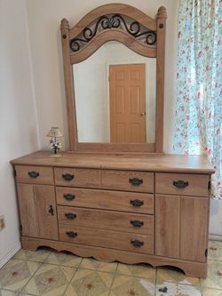 Wood Dresser with Mirror