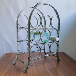 MCM Chrome Nine-Bottle Tabletop Wine Rack