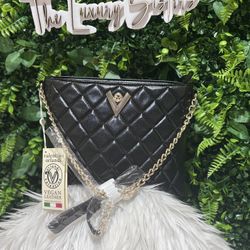 NWT Valentino Orlandi V Logo Quilting Crossbody  Gold Hardware 