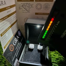 2 Ct Moissanite Stud Earrings Cushion Halo 925 Sterling Silver