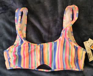 Striped Bikini Top - Size Large