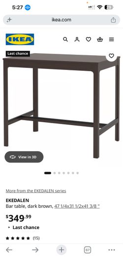 IKEA EKEDALEN Bar Table Dark Brown