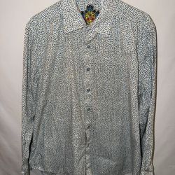Mens XL Robert Graham white patterned long sleeve button down shirt  See my other listings:   Robert Graham  Vineyard Vines  J.Crew  Polo Ralph Lauren