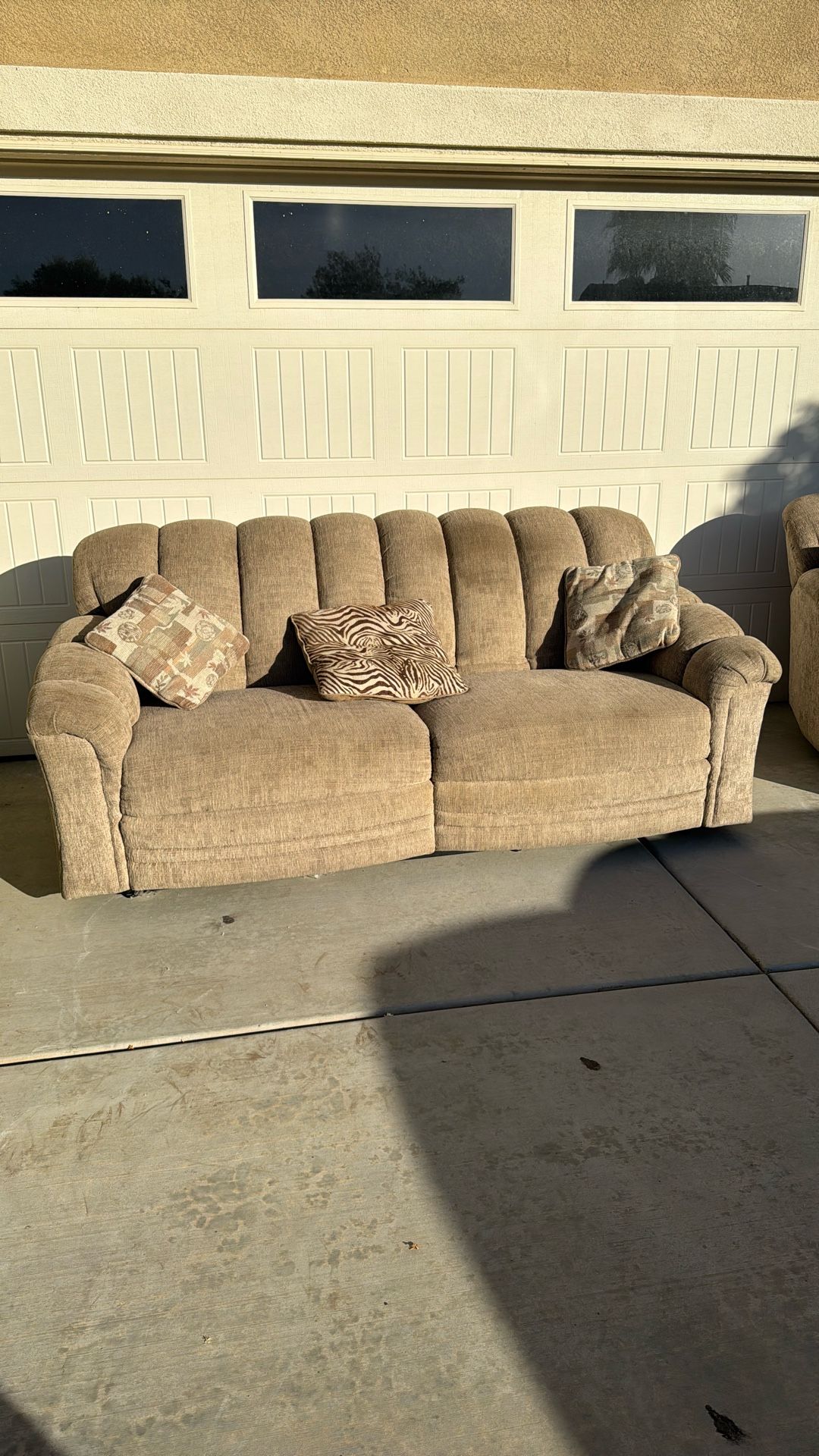 Reclining Sofa & Loveseat Set – Light Tan, Super Comfortable!
