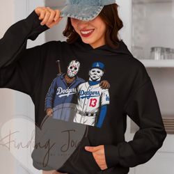 LA Dodgers Hoodie, Horror Fans Sweatshirt, Michael And Jason Sweatshirt, Baseball Fan Gifts 