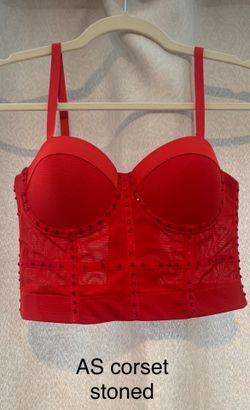 Red Corset Bra Top With Stones